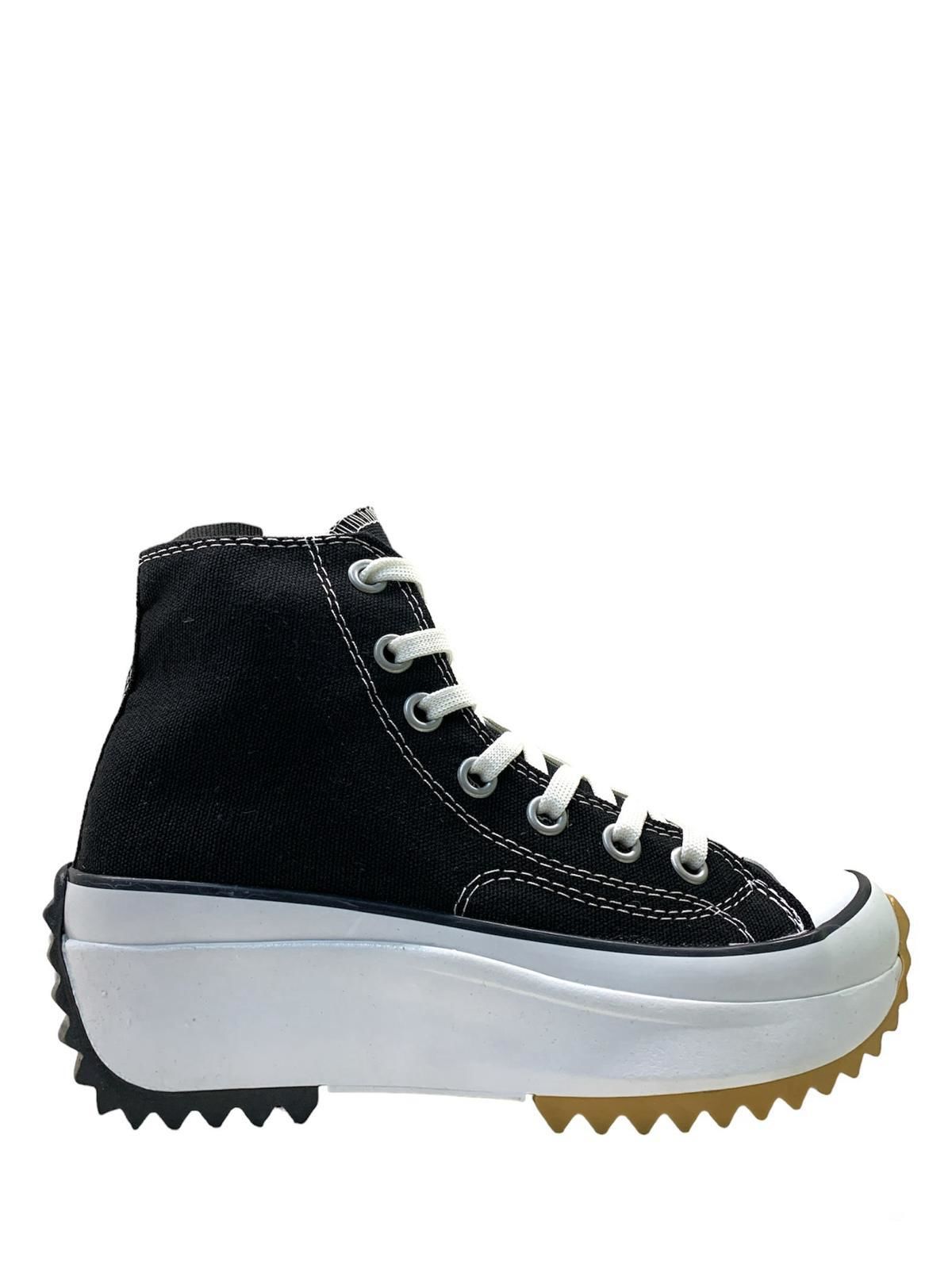 2109 Genç Keten Bilekli Sneaker Siyah/Beyaz - 39