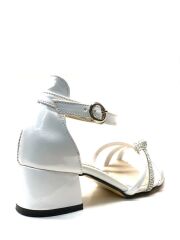4020 Kız Çocuk Gümüş Taşlı Topuklu Abiye Ayakkabı BEYAZ - 32