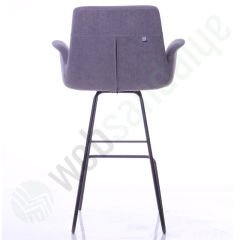 Rova Gri Boyalı Siyah Ayaklı Bar Sandalyesi
