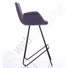Rova Gri Boyalı Siyah Ayaklı Bar Sandalyesi