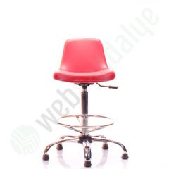 Mini Candy Krom Yıldız Ayaklı Bar Sandalyesi Kırmızı