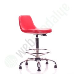 Mini Candy Krom Yıldız Ayaklı Bar Sandalyesi Kırmızı
