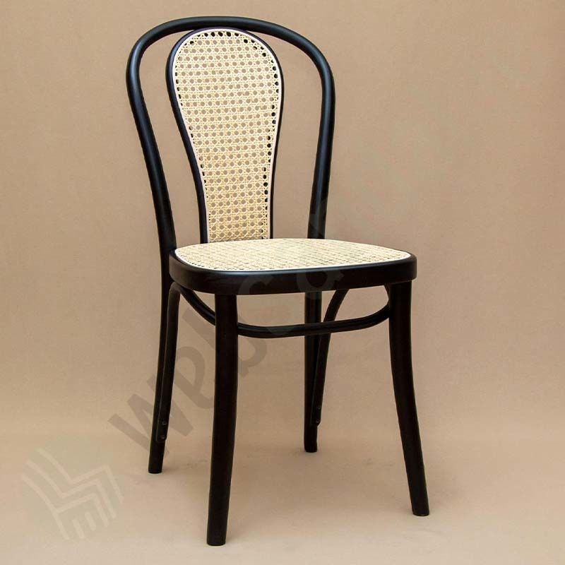 Kopuz Hasırlı Thonet Ahşap Sandalye Siyah