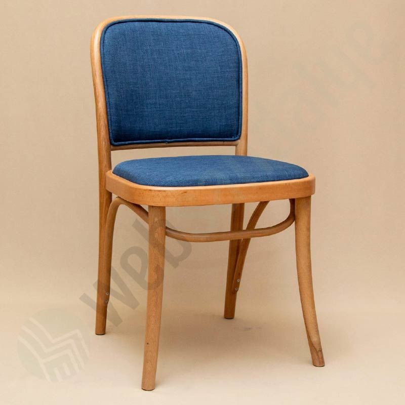 Jule Mavi Döşemeli Thonet Ahşap Sandalye Natural