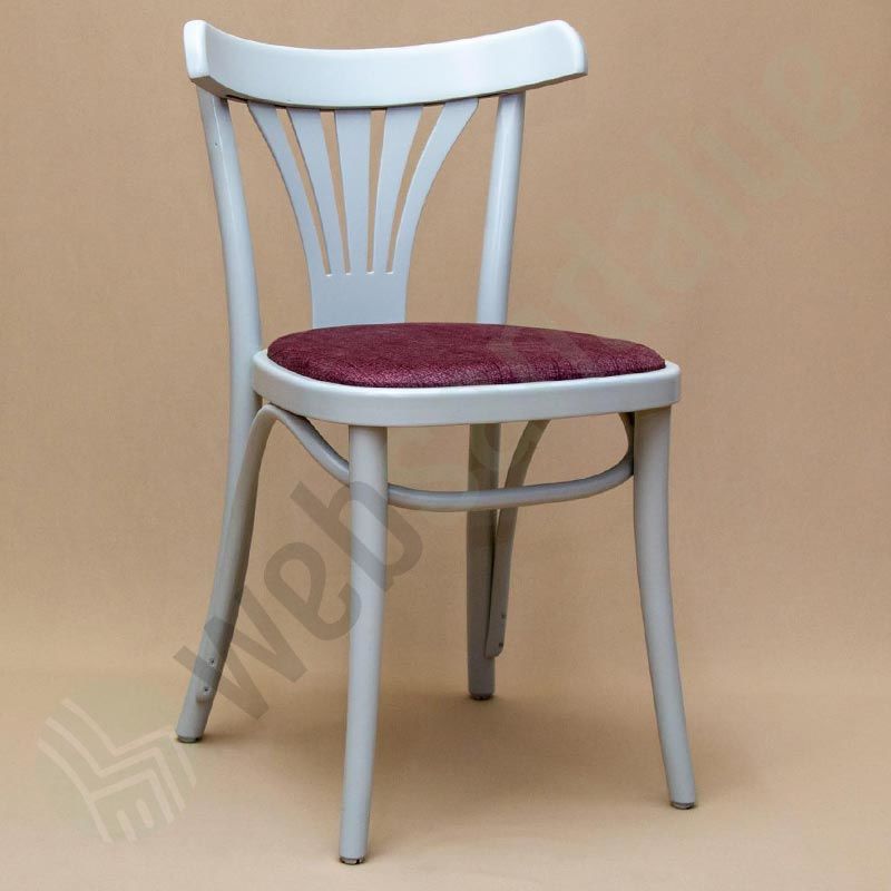 Sisa Bordo Döşemeli Thonet Ahşap Sandalye Beyaz