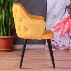 Truva Sarı Döşemeli Ahşap Kafe Sandalyesi Siyah
