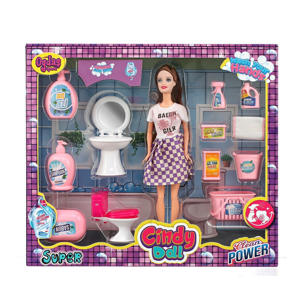 OYD-02452 CINDY DOLL LAVABO VE TEMIZLIK SETLI BEBEK 12