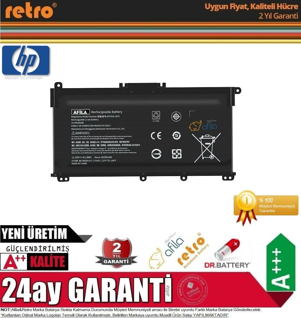 Hp uyumlu 15-DW2004NT, 15-DW2005nt 3H804EA Notebook Bataryası, Laptop Pili