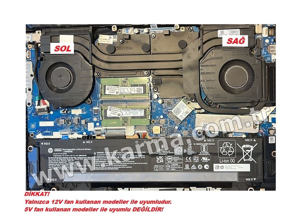 HP Victus Gaming 16-S0001NTA52 (7Z4L9EAA52) Notebook Fanı - Ver.2 - 12Volt (Sol Fan)