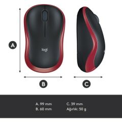 Logitech M185 Kablosuz Mouse Siyah - Kırmızı 910-002237