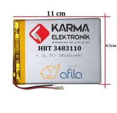 3.7V 3500mah Tablet Bataryası  HDT 3483110 (11 cm) EVEREST