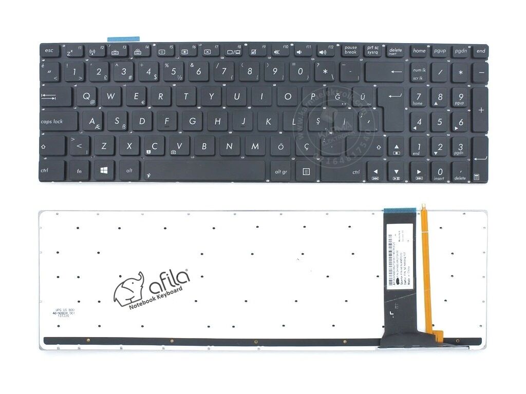 Asus N56 N550, N550J, N750, N76, G550, Q550 Serisi Klavye (Siyah TR) ışıklı