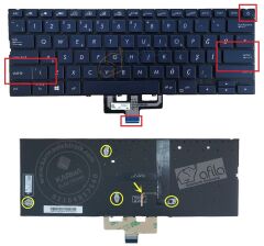 Asus UX433F, UX433Fa, UX433Fn Notebook Klavye Siyah TR Işıklı