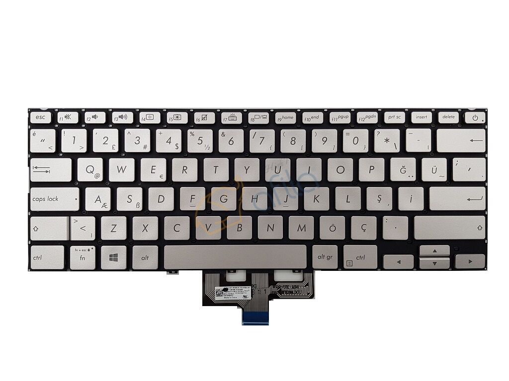 Asus UX433F, UX433Fa, UX433Fn Notebook Klavye Silver TR Işıklı