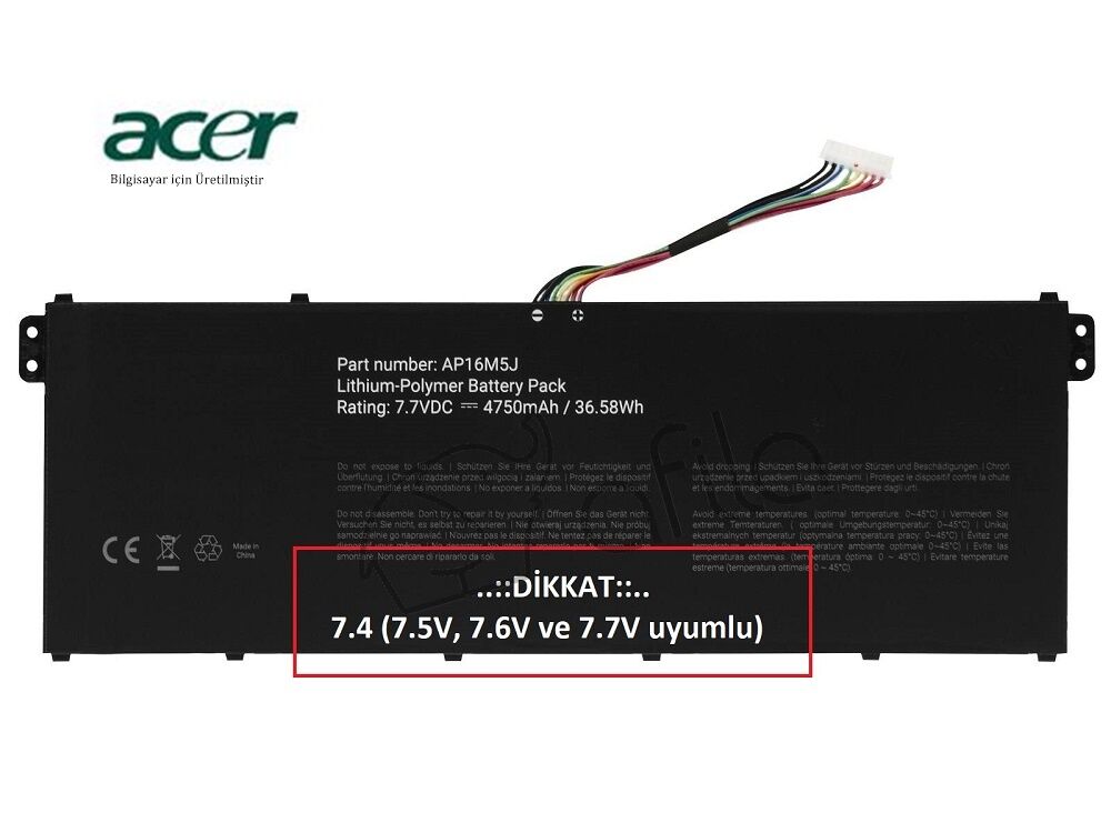 Acer Aspire 3 A315-51-5773 Notebook Bataryası Pili Ver.2 / 2-Cell