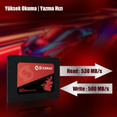 Stormax 120GB 2,5/'' Sataııı 530-500MB/S Red Serıes SSD SMX-SSD30RED/120G