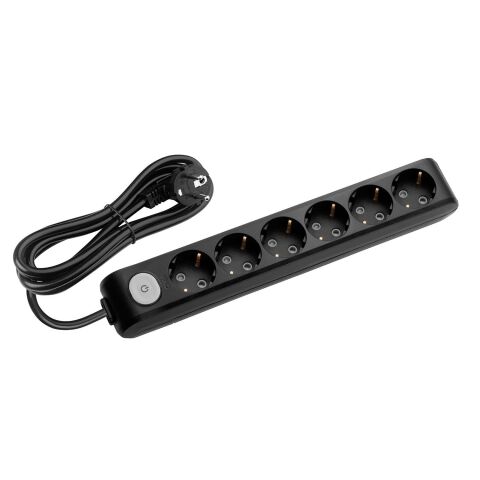 MULTİ-LET SİYAH ANAHTARLI ALTILI PRİZ 1 MT KABLOLU