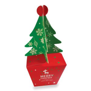 Yeni Yıl Ağacı Desenli Karton Poşette 200 gr Badem Draje