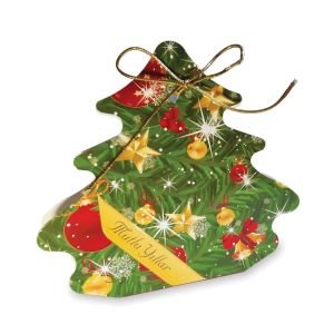 Yeni Yıl Ağacı Desenli Karton Poşette 200 gr Renkli Badem Draje