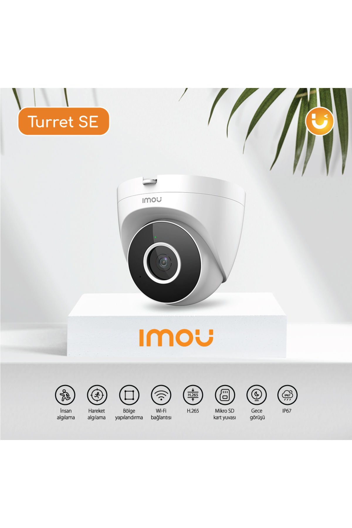 Imou Turret SE WiFi Kamera/2MP-Gece Görüş-İnsan Algılama-Siren-IP67-SD Kart-ONVIF- Bulut (IPC-T22EP)