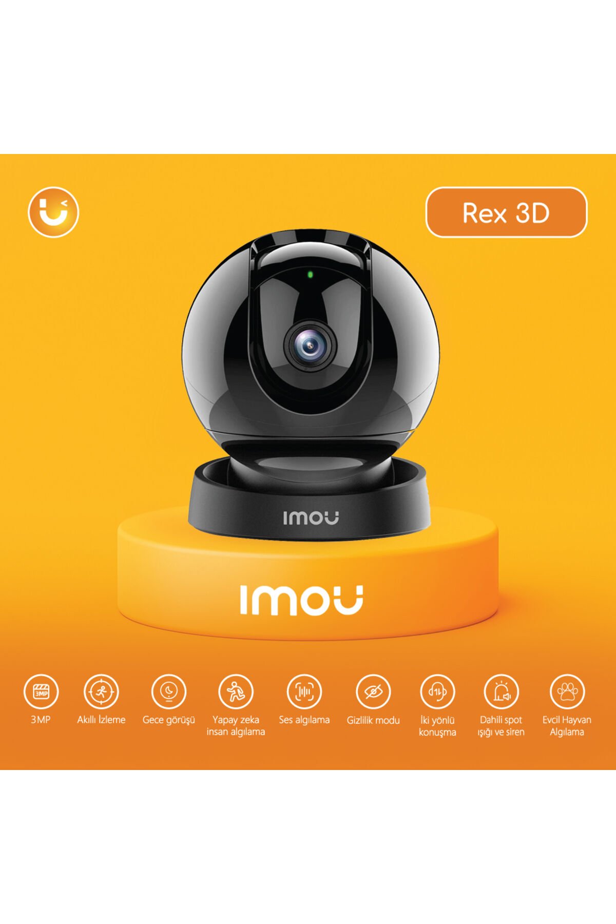 Imou Rex 3D Iç Ortam Wi-Fi PT Kamera 3 MP/2K (IPC-GS2DP-3K0W)