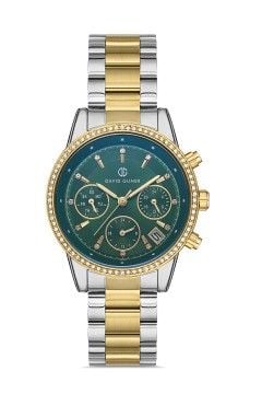 DAVID GUNER DG-8301LA-D10 Gümüş-Gold Renk Foksiyonlu Çelik Kadın Kol Saati Modeli