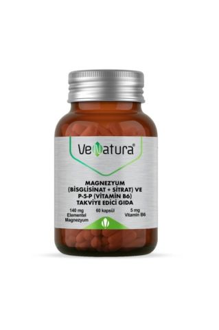 Venatura Magnezyum Bisglisinat Sitrat ve P-5-P Vitamin B6 60 Kapsül