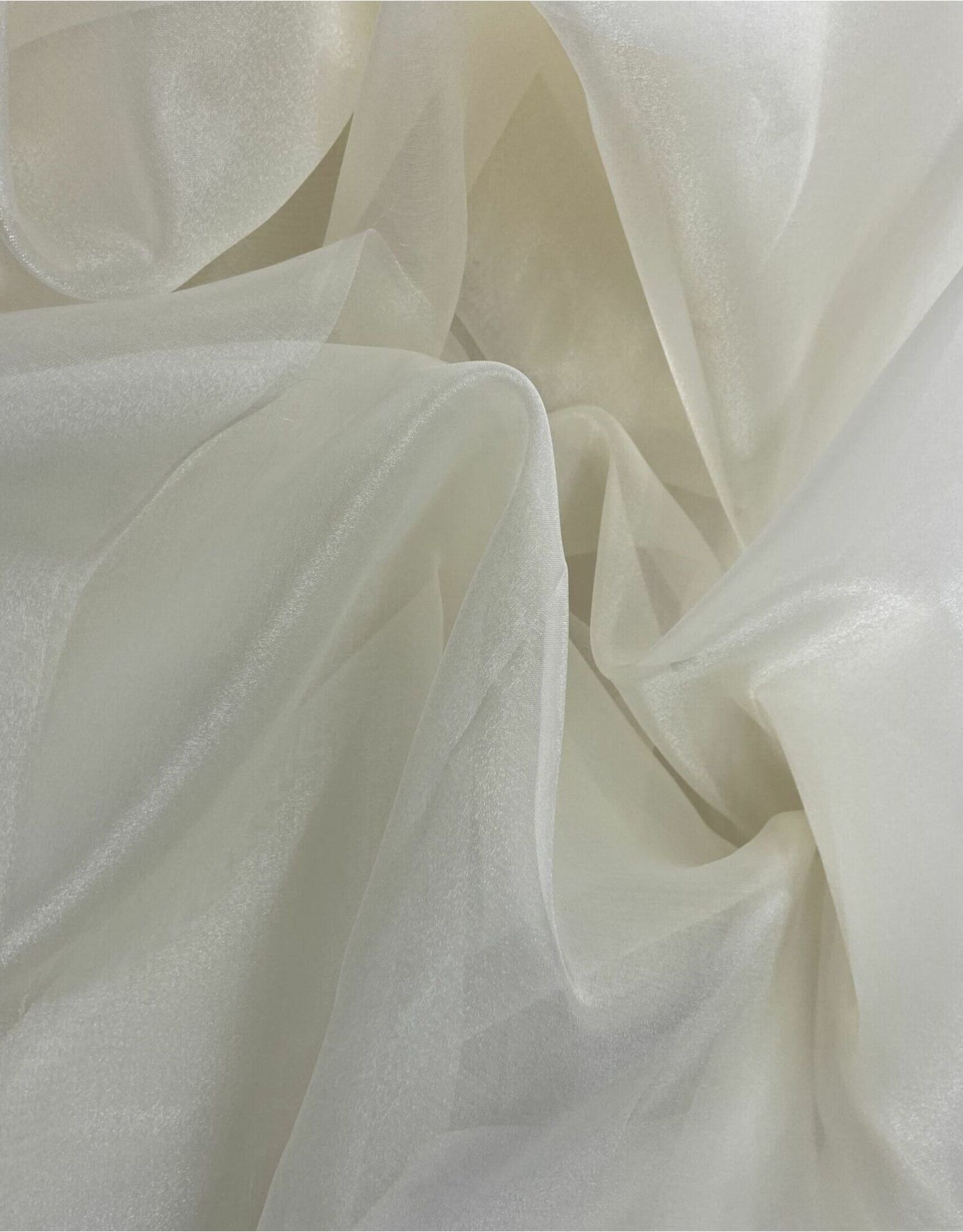 Linda İpek Organza 1 Metre Ivory Kumaş (col-01)