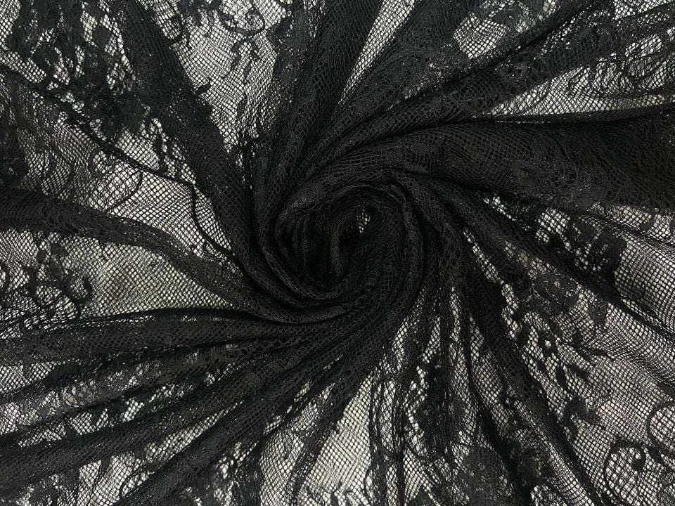 Fransız Kupon Lace Embrodery Dantel Siyah Kumaş 1 Kupon (3metre) (col-2023-01)