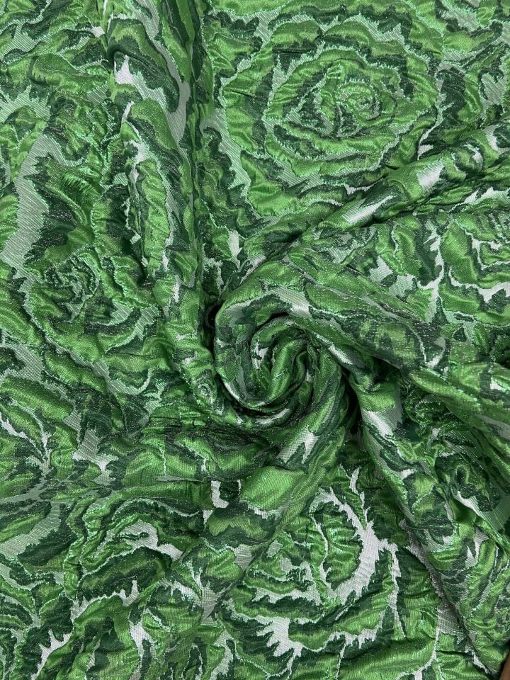 Rozalina Brokar 1 Metre Canlı Bennetton Yeşil Kumaş (col-23-3039)