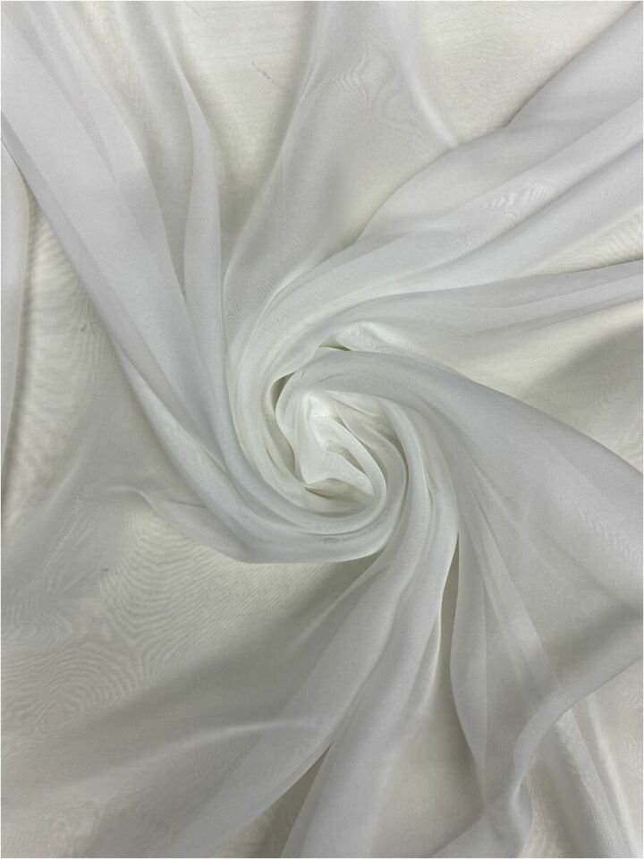 Silky Touche İpeksi Şifon 1 Metre Kırık Beyaz Kumaş (col-01)