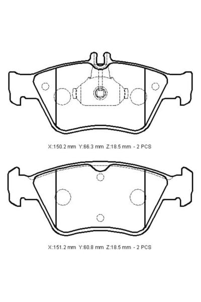 S Class- R170- 98/99; Ön Fren Balatası (150,2X66,3X18,5/151,2X60,8X18,5)( A0024204420