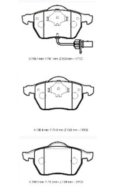 Volkswagen Passat- B5- 97/00 Ön Fren Balatası 1,6/1,8/2,0/2,5(1KABLOLU)(DİSK(156,4X73,8X19,6)bramax