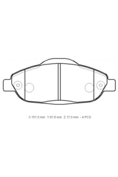 Peugeot 3008 09/16 Ön Fren Balatası (Kablosuz)(disk) (151x61,6x17) (Bramax)