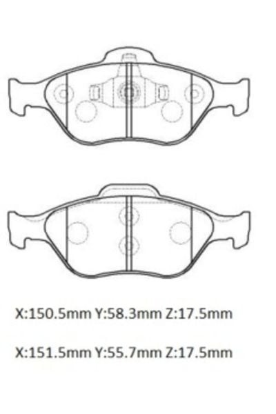 Ford Fıesta- 07/09 Ön Fren Balatası 1,25/1,3/1,4/1,6(disk(151,3x55,5x18,54/15 0,50x59x18,54(bramax)