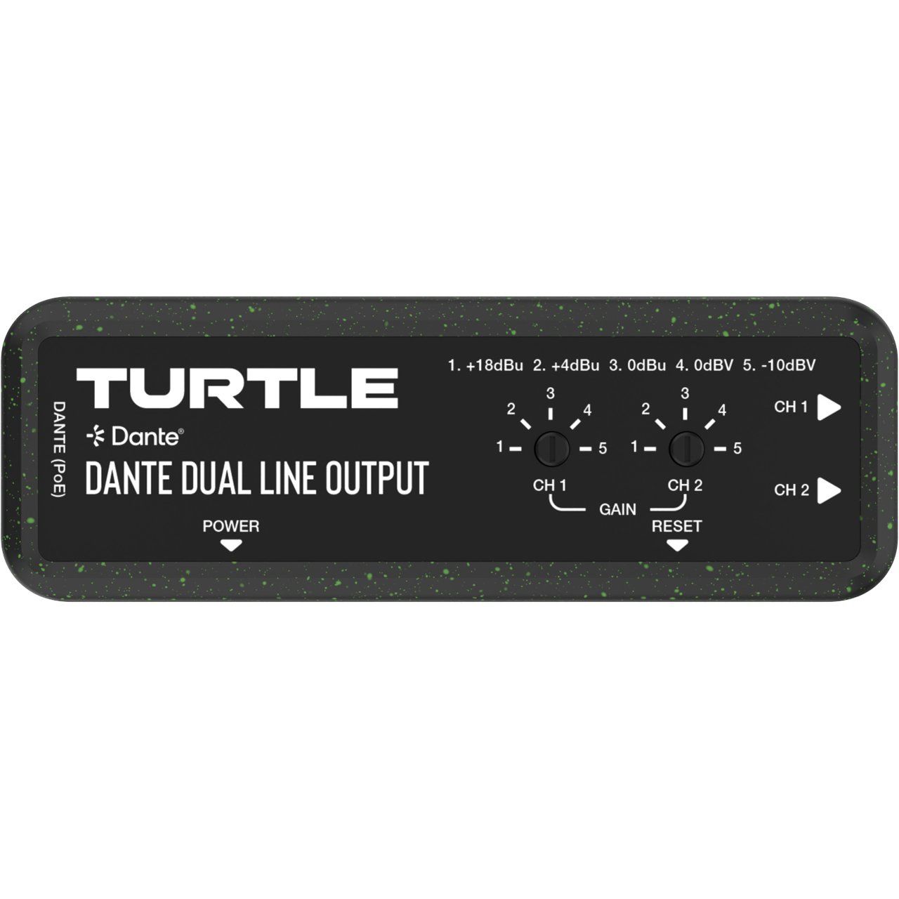 Turtle TAV-D2LDE Dante Dual Channel Analog Line Output Adapter with Gain Controls