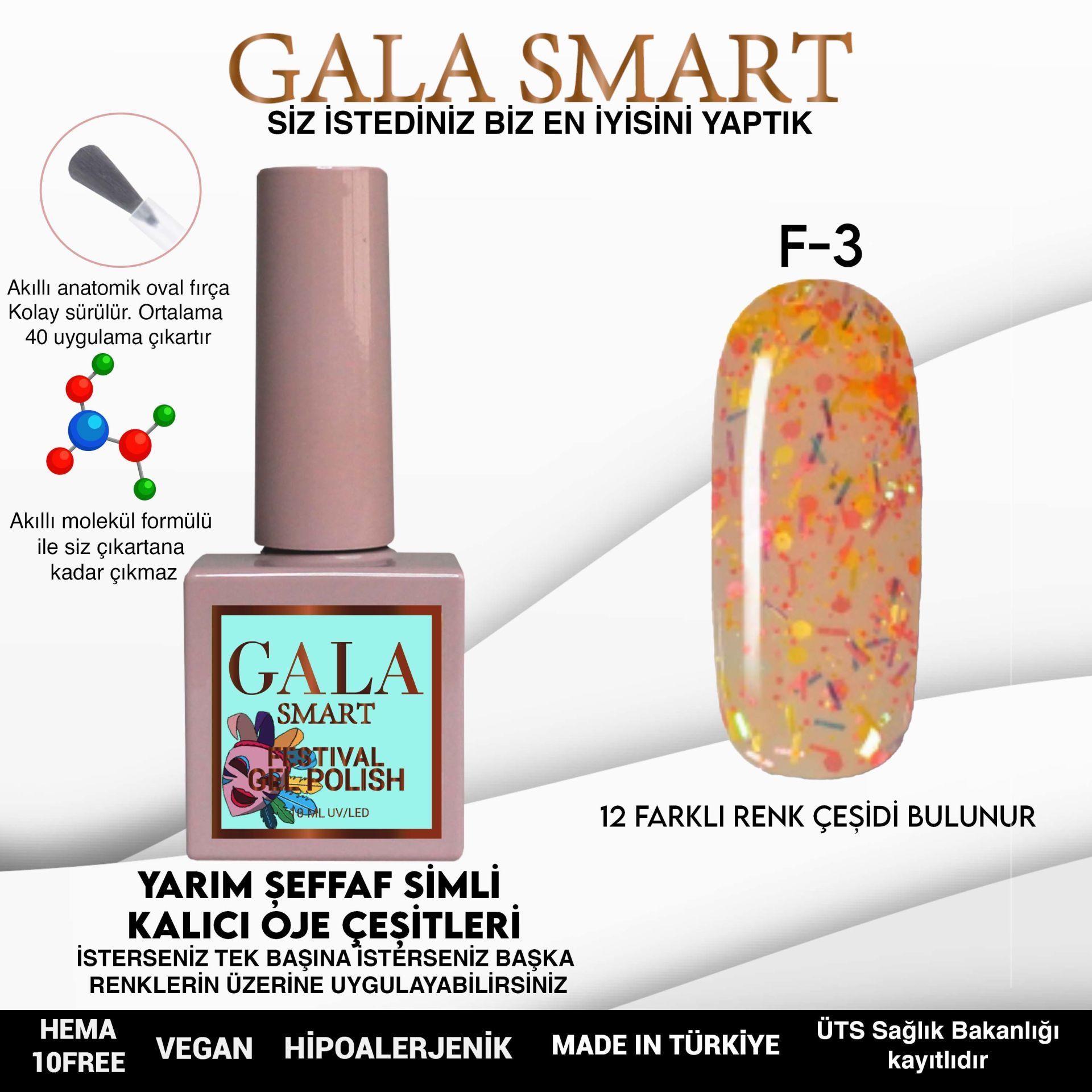 GALA FESTİVAL KALICI OJE 10 ml F3