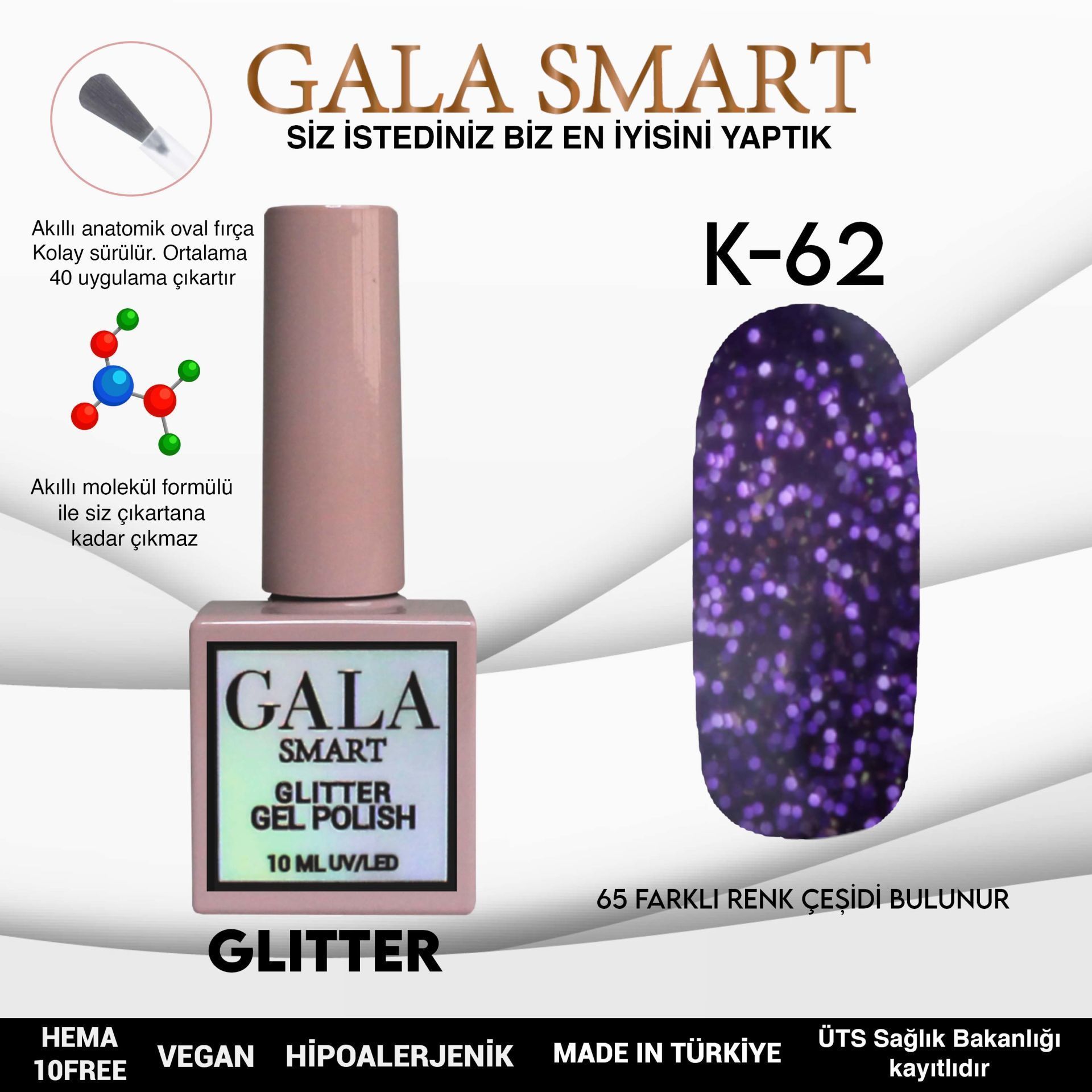 GALA GLITTER KALICI OJE 10ml K62