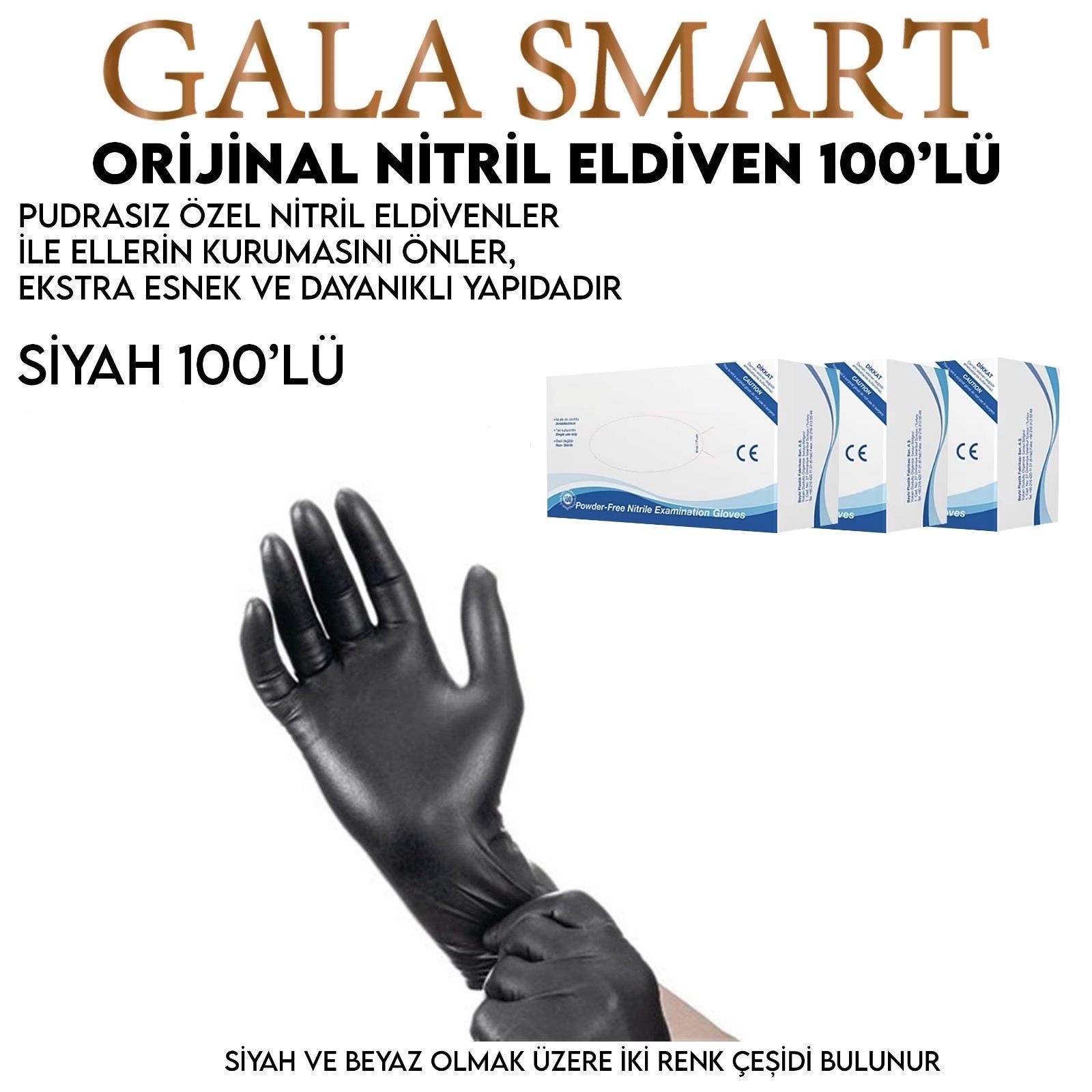 NİTRİL ELDİVEN 100 LÜ PAKET - SİYAH RENK - L BEDEN