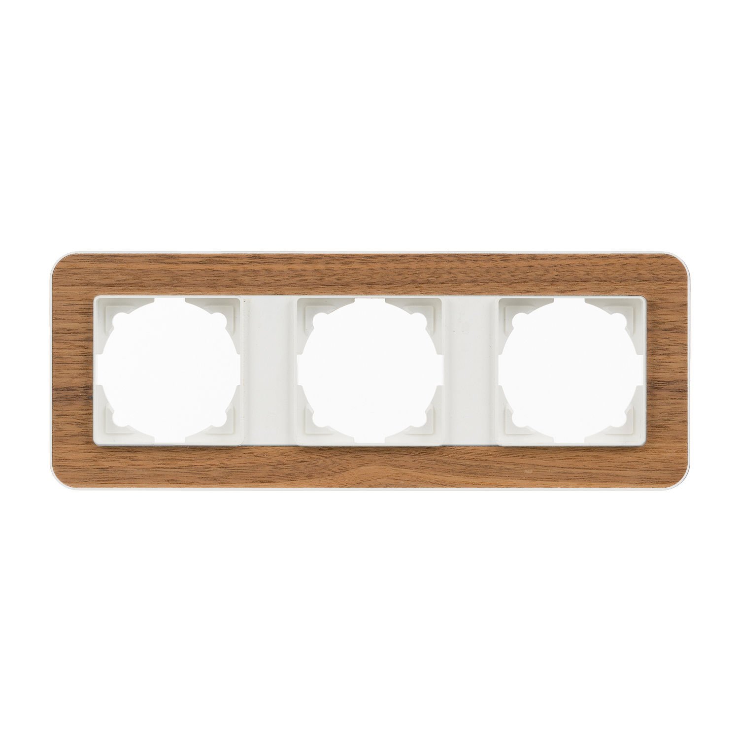 Günsan Radius Fildişi Beyazı & Natural Walnut Üçlü Çerçeve