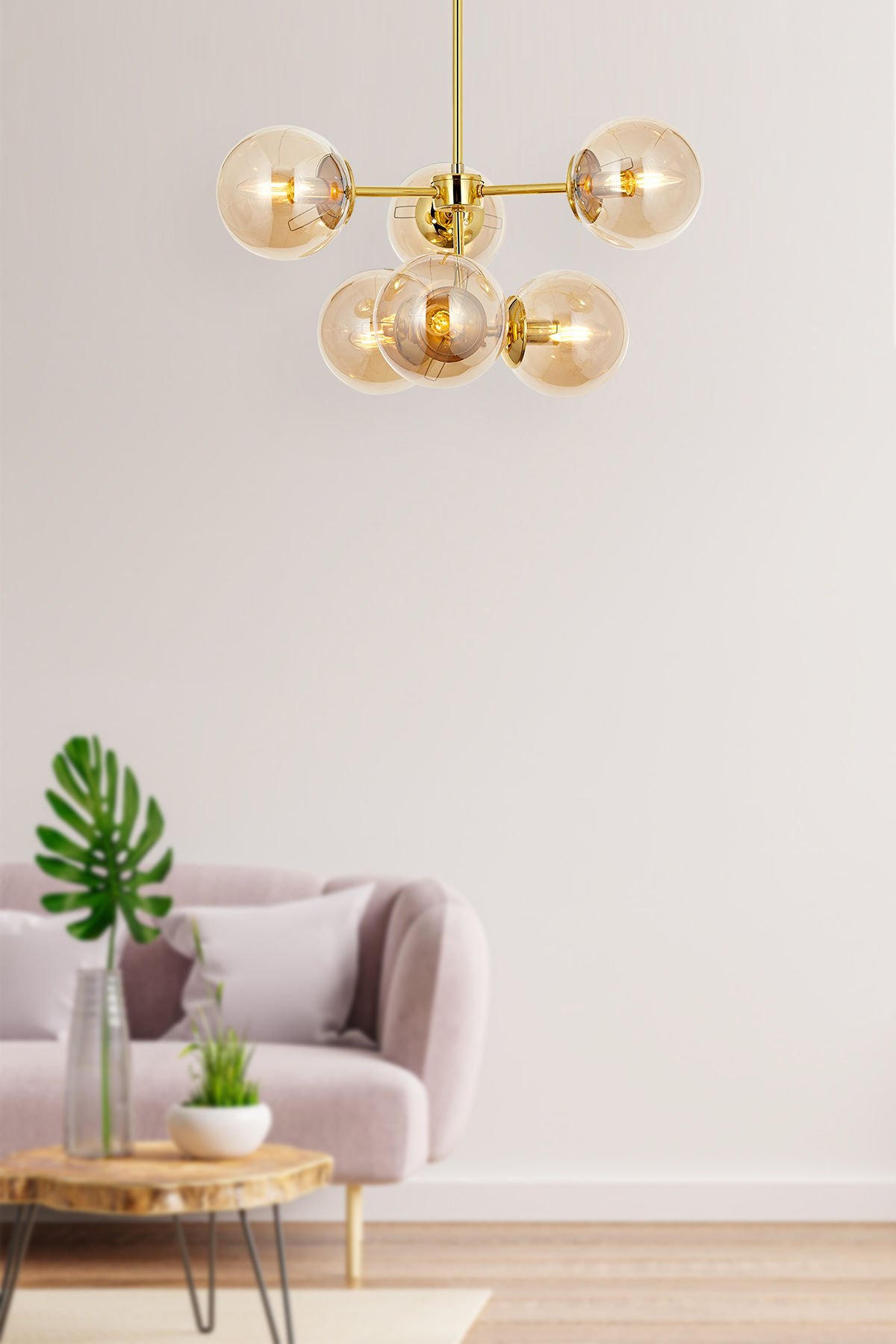 Köst 6 lı Modern Avize Sarı