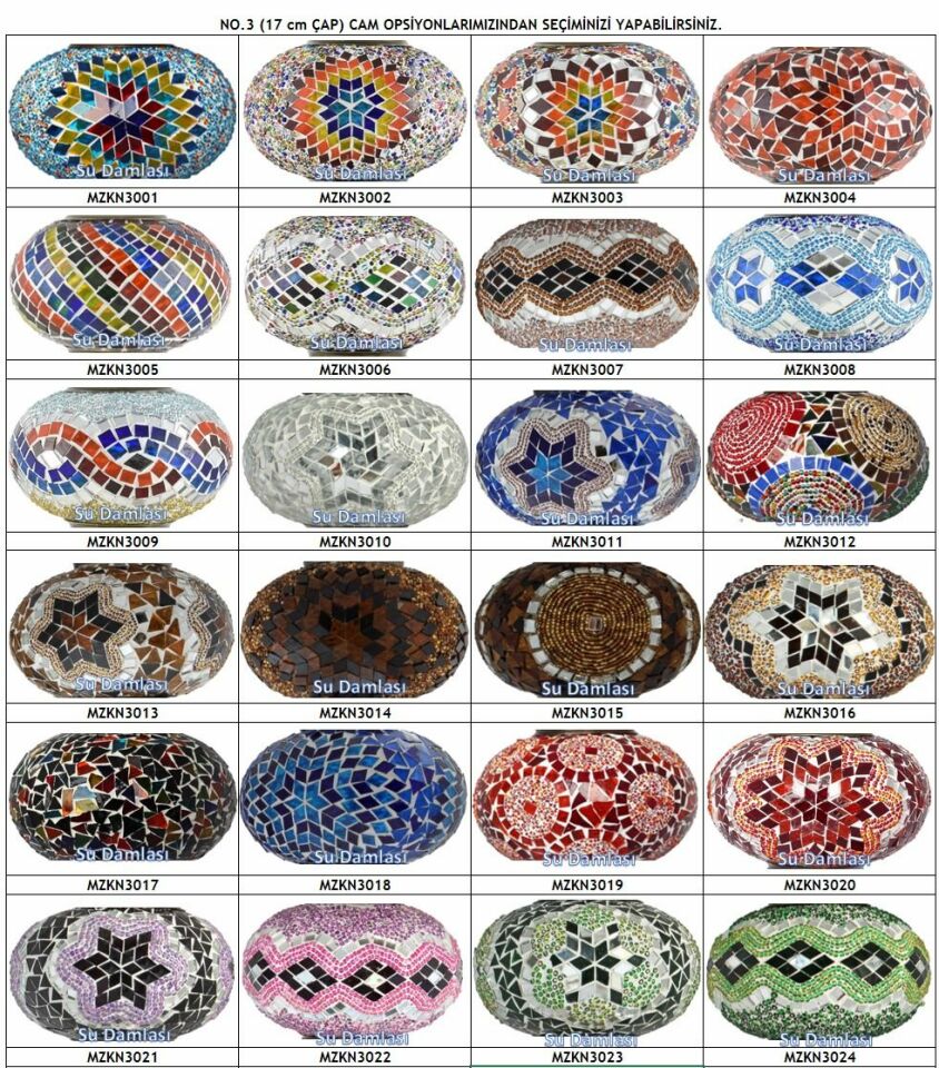 5'li Mantar Mozaik Cam Mozaik Avize, Mozaik Lamba
