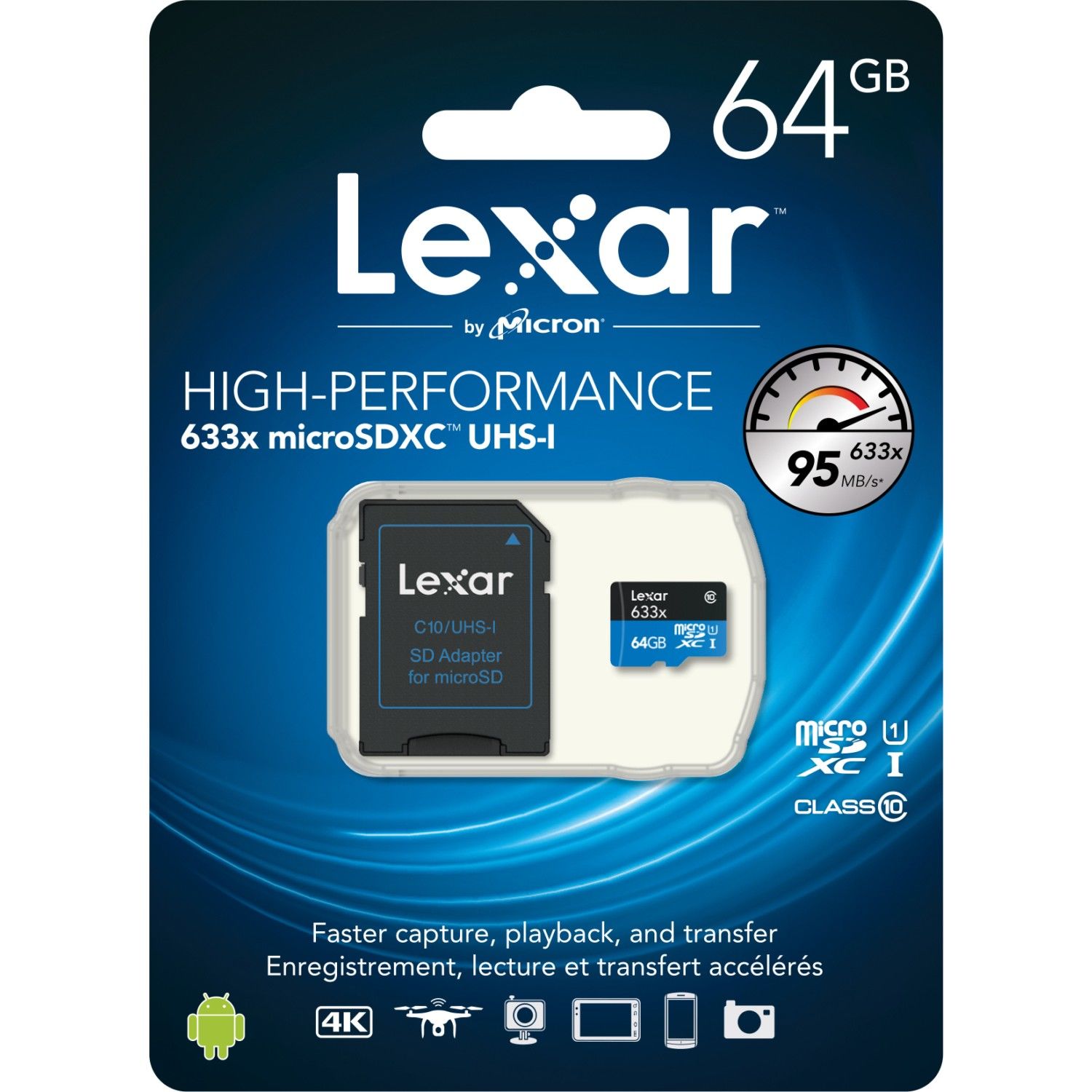 Lexar High Performance 633X 64 GB MicroSDXC Class 10 V30 UHS-I Hafıza Kartı + Adaptör