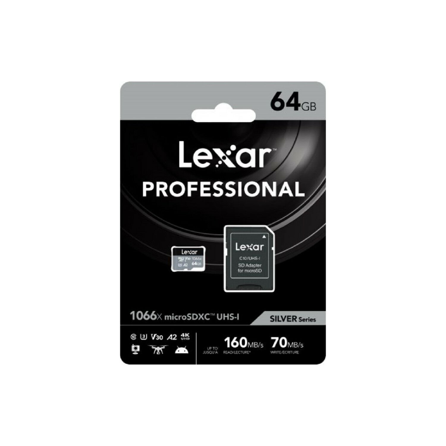 Lexar 64GB High-Performance 1066x microSDXC 160MB/s read 70MB/s write C10 A2 V30 U3