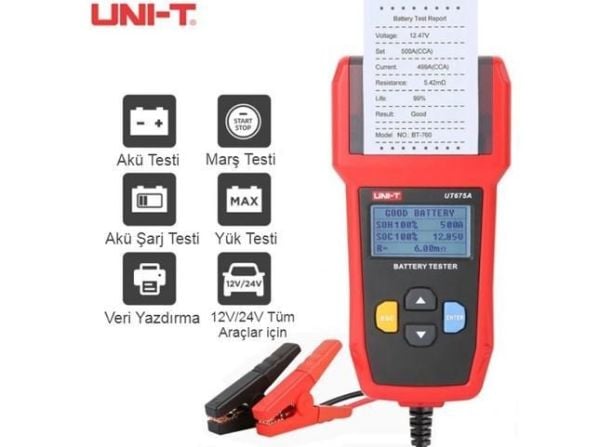 Unit UT675A Dijital Akü Test Cihazı Yazıcılı