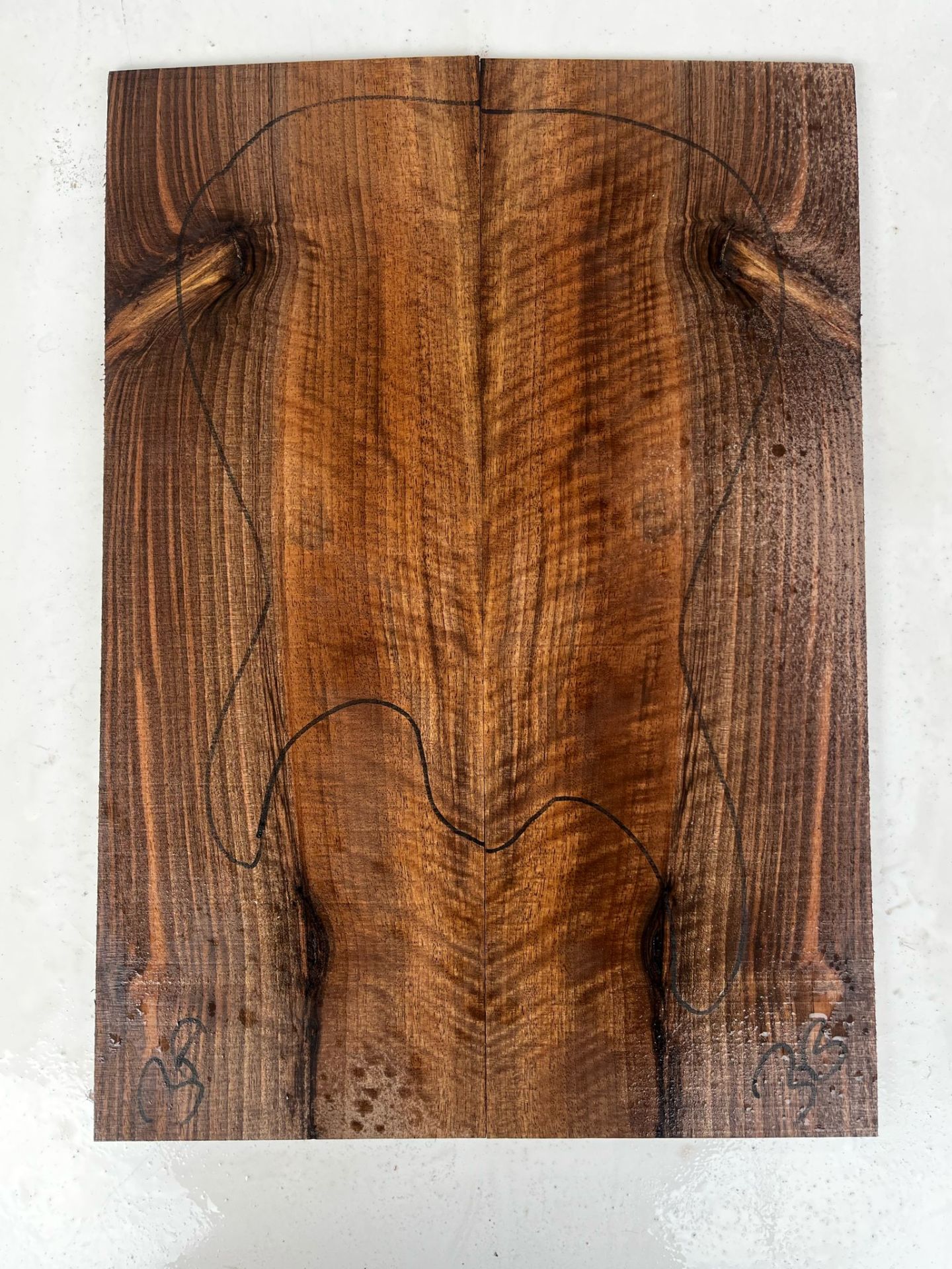Flame Walnut Drop Top Luthier Guitar Figured Wood Bookmatched Set No:3