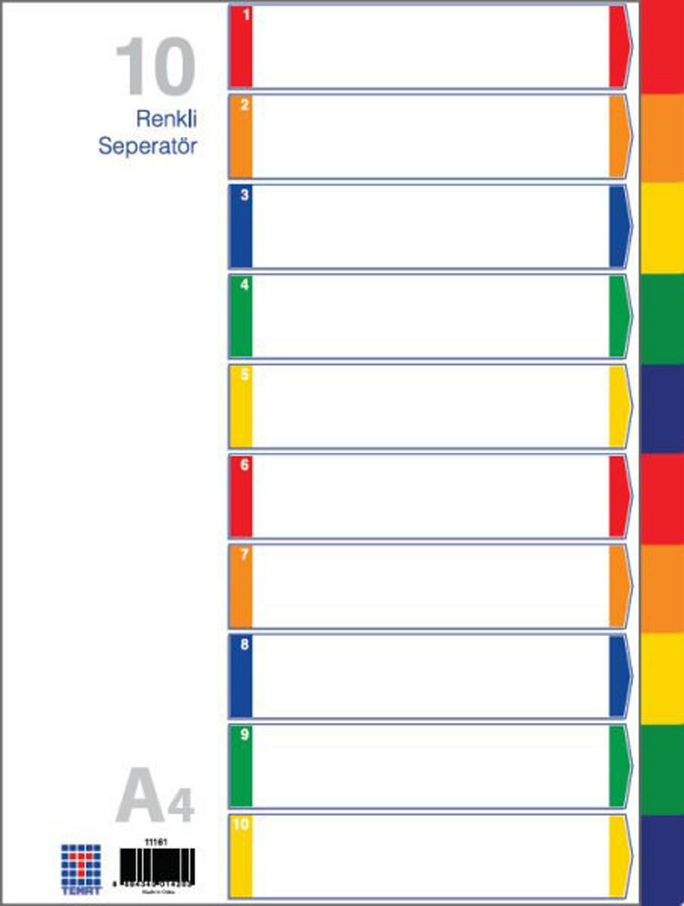 Temat Seperatör 1-10 Renkli Rakamlı 11161 (1 Adet)
