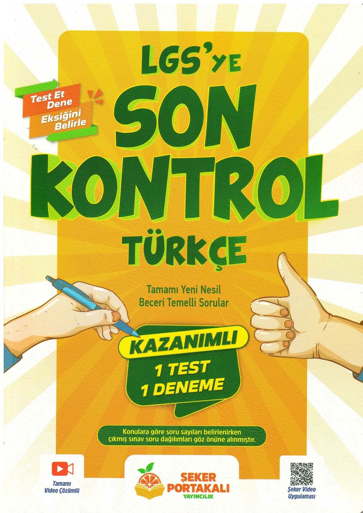 Şeker Portakalı Lgs Türkçe Son Kontrol 1 Test 1 Deneme