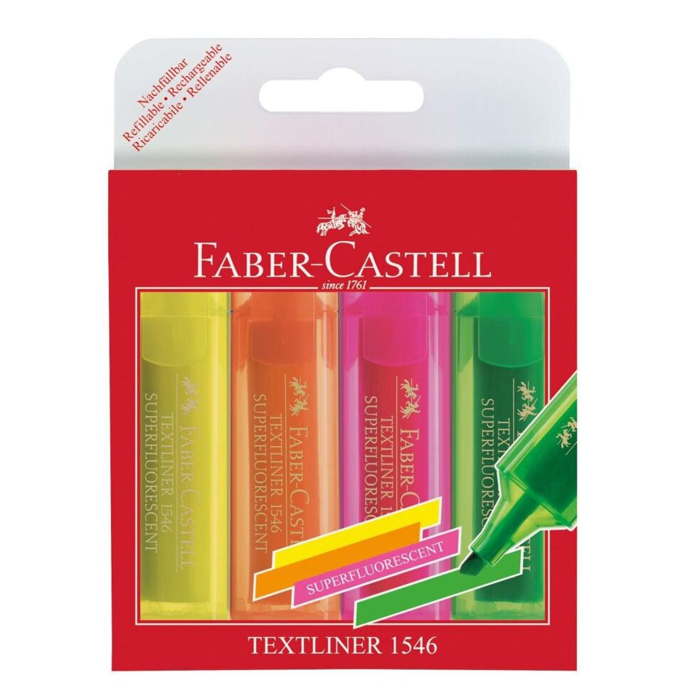 Faber Castell Şeffaf Gövde Fosforlu Kalem 1546 4lü (1 Adet)