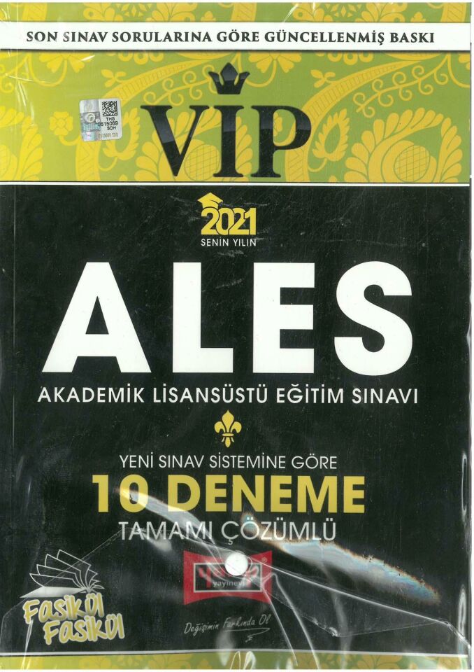Yargı 2021 ALES VIP Yeni Sınav Sistemine Göre Tamamı Çözümlü 10 Fasikül Deneme
